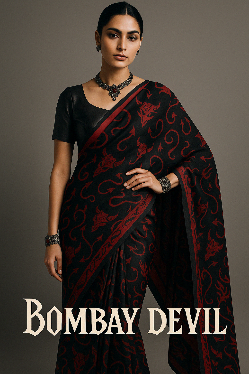 Women's Devil Theme Full Saree